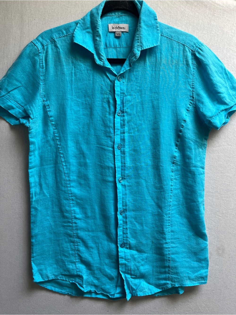 Le chateau Men's Short-Sleeve Linen Shirt Sz XS